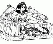 Coloriage et dessins gratuit Cléopâtre avec un tigre à imprimer