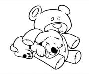 Coloriage et dessins gratuit B&eacute;b&eacute; Clifford endormi avec sa peluche à imprimer