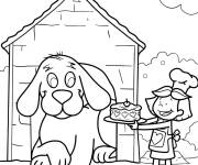 Coloriage C&eacute;l&eacute;brons l'anniversaire du gros chien Clifford