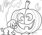 Coloriage Chien Clifford avec citrouille de Halloween
