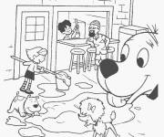 Coloriage et dessins gratuit Clifford aide ses amis &agrave; nettoyer la maison à imprimer