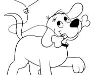 Coloriage Clifford avec un ballon en c&oelig;ur