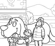 Coloriage Clifford et Elizabeth avec pompier