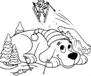Coloriage Clifford et Emily font du ski