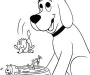Coloriage Clifford s'amuse avec ses amis le chiens