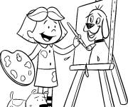 Coloriage Emily colorie le dessin de Clifford
