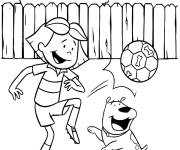 Coloriage Emily joue au ballon avec T-Bone
