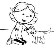 Coloriage Emily la propri&eacute;taire du chien mignon Clifford