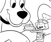 Coloriage Emily offre un g&acirc;teau pour l'anniversaire du Clifford