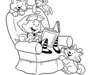 Coloriage Emily raconte une histoire pour ses animaux