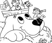 Coloriage Le chien Clifford avec Emily et Cleo