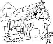 Coloriage Le chien Clifford avec sa famille