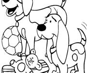 Coloriage Le Chien Clifford avec ses jouets