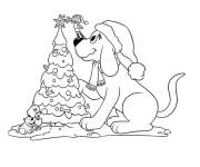 Coloriage Le chien Clifford d&eacute;core le sapin de noel