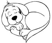 Coloriage Le chien Clifford en dormant