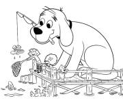 Coloriage Le chien Clifford p&ecirc;cheur 