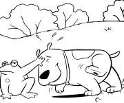Coloriage Le chien T Bone avec une grenouille