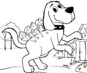 Coloriage Le gros chien rouge Clifford avec ses amis