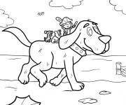 Coloriage Lizzy et Clifford jouent sur la plage