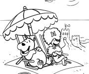 Coloriage T-Bone et Clifford pendant les vacances sur la plage