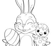 Coloriage et dessins gratuit Œuf et lapin de Pâques de Cocomelon à imprimer