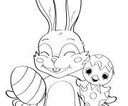 Coloriage Œuf et lapin de Pâques de Cocomelon