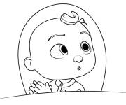 Coloriage B&eacute;b&eacute; Jay JJ de Cocomelon sur la table