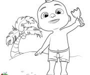 Coloriage B&eacute;b&eacute; Jay sur la plage Cocomelon