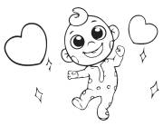 Coloriage et dessins gratuit Bébé JJ avec des cœurs à imprimer