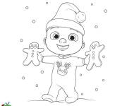 Coloriage B&eacute;b&eacute; JJ de cocomelon pendant le Noel