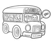 Coloriage B&eacute;b&eacute; JJ Jay conduit le bus de l'&eacute;cole Cocomelon