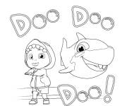 Coloriage Cocomelon et b&eacute;b&eacute; requin