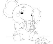 Coloriage et dessins gratuit L'éléphant et la souris Ello et Mimi à imprimer