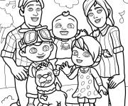 Coloriage La famille de bébé JJ Dan, Lovelle, TomTom et Yoyo