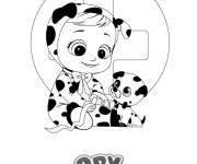 Coloriage et dessins gratuit B&eacute;b&eacute; Dotty avec son chiot à imprimer