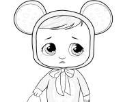 Coloriage B&eacute;b&eacute; Lal d&eacute;guis&eacute; en souris se sent triste