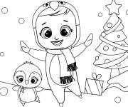 Coloriage B&eacute;b&eacute; pingouin sous la neige