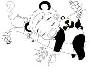Coloriage et dessins gratuit Panda Pandey en dormant à imprimer