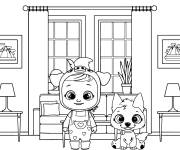 Coloriage Piggy et son animal &agrave; la maison