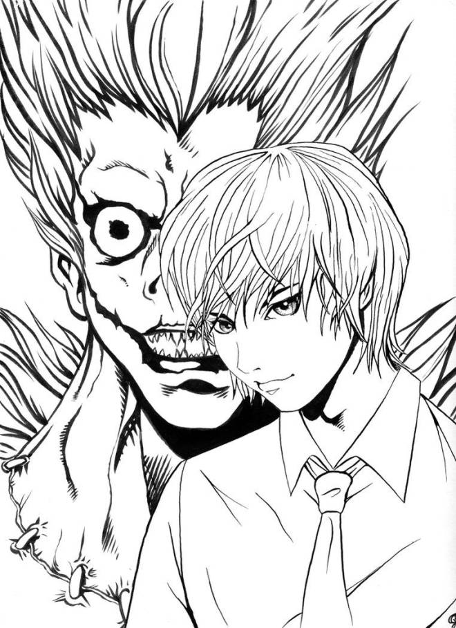 Coloriage et dessins gratuits Death Note Yagami et Ryuk à imprimer