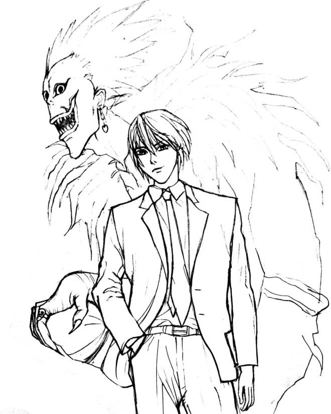 Coloriage et dessins gratuits Ryuk et Yagami dans Death Note à imprimer
