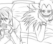 Coloriage Yagami et Ryuk en pensant