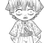Coloriage Chibi Zenitsu Demon Slayer 