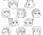 Coloriage Demon Slayer tous les personnages.
