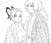 Coloriage Shinobu Kocho et Giyu Tomioka Demon Slayer