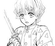 Coloriage Zenitsu Effray&eacute;e Demon Slayer