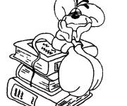 Coloriage Diddl avec des livres