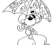 Coloriage Diddl avec sa parapluie