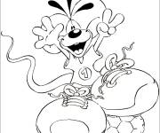Coloriage Diddl joue au ballon