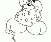 Coloriage et dessins gratuit Diddl mange du fromage à imprimer